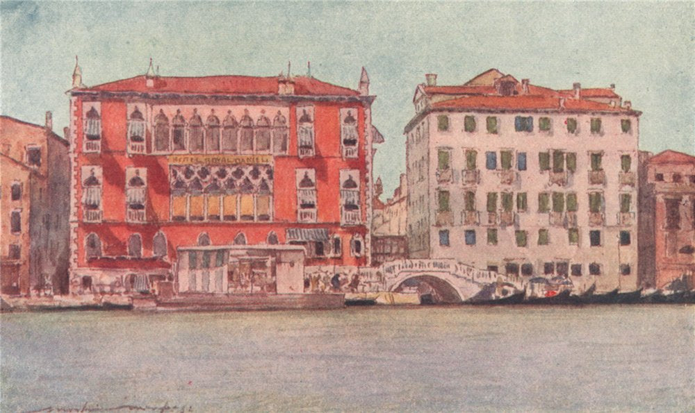 VENEZIA. 'Hotel Danieli' by Mortimer Menpes. Venice 1916 old antique print